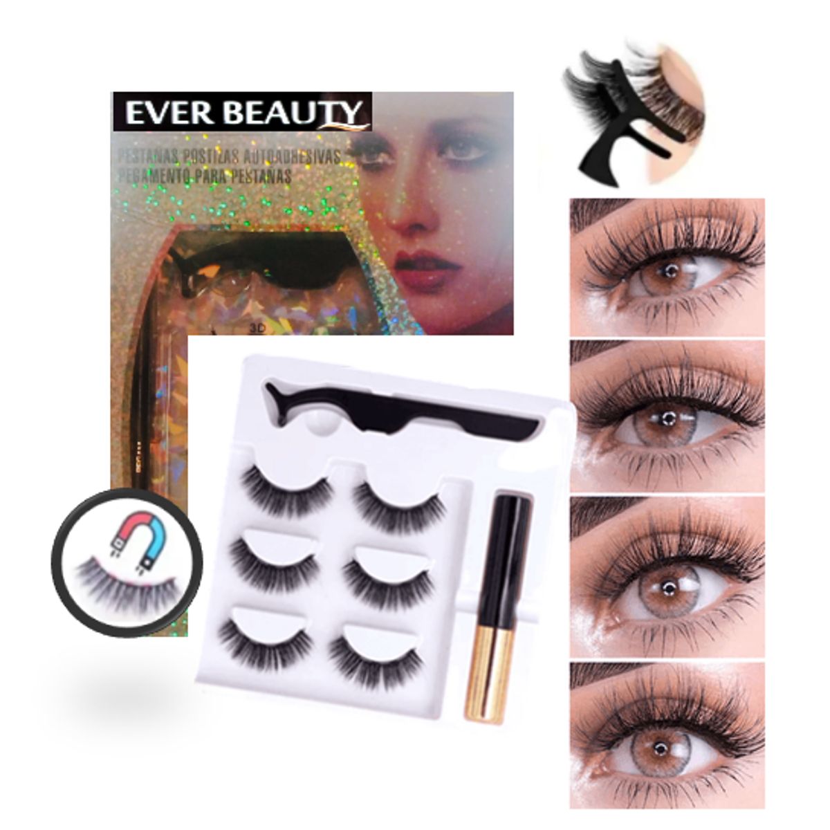 GENERICO - PESTAÑAS MAGNETICAS 3D PARES EVER BEAUTY