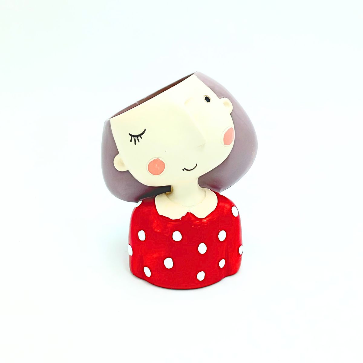 GENERICO - Maceta Niña Roja Decorativa de Resina con Drenaje