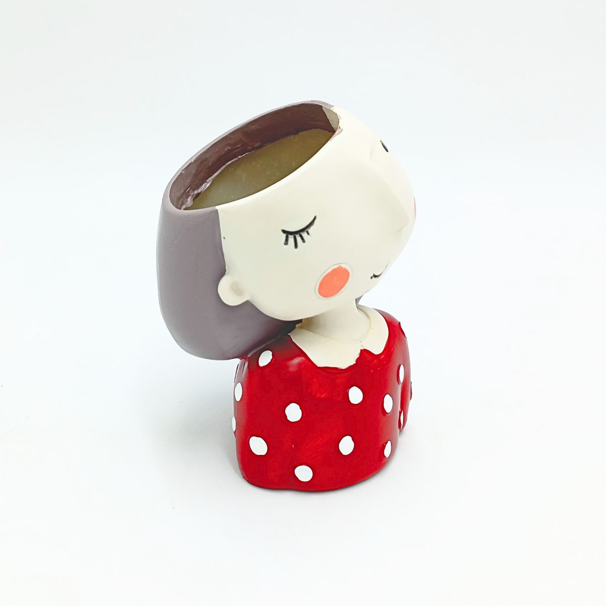 GENERICO - Maceta Niña Roja Decorativa de Resina con Drenaje