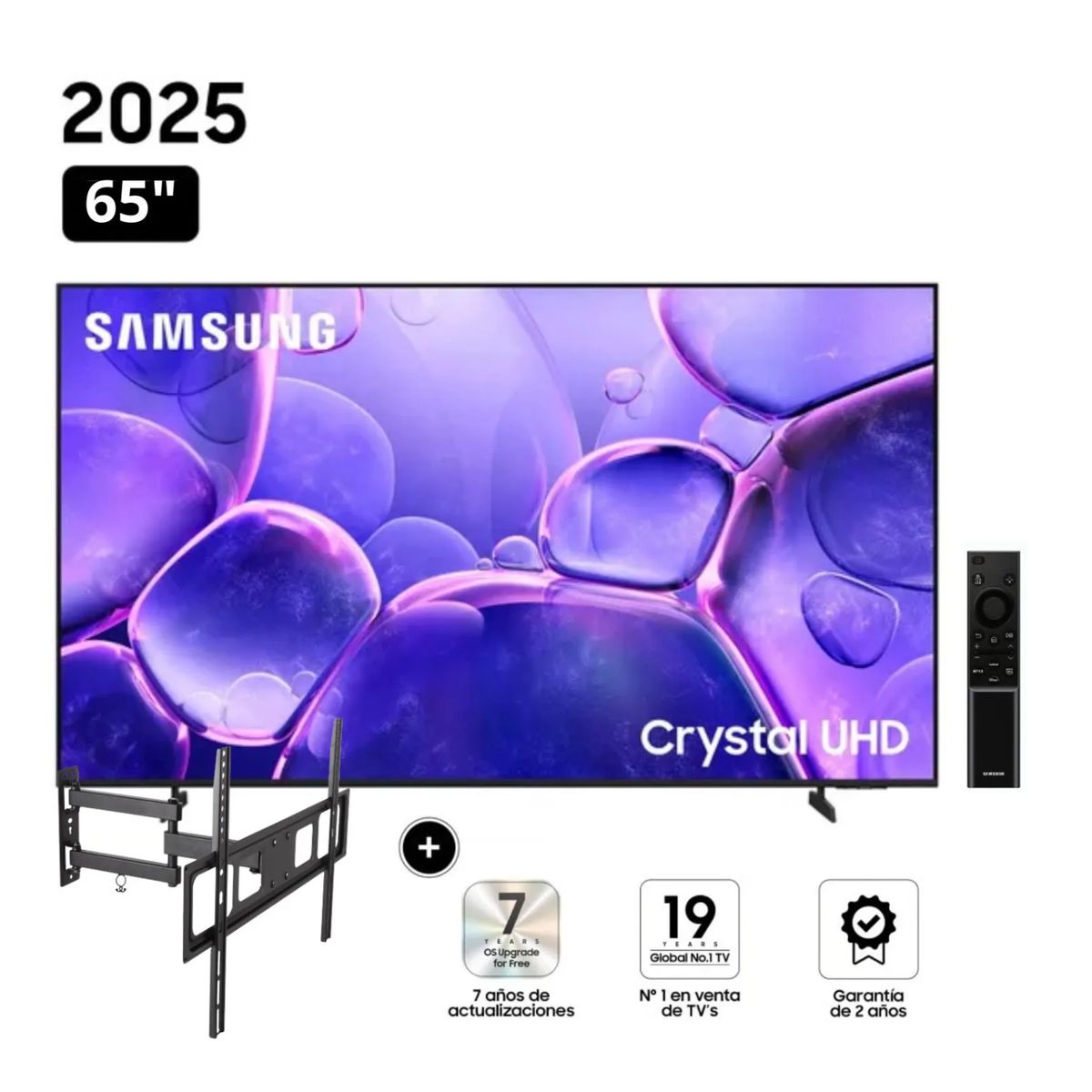 SAMSUNG - Televisor Samsung Smart TV 65 Crystal UHD 4K UN65U8000FGXPE + Rack Giratorio