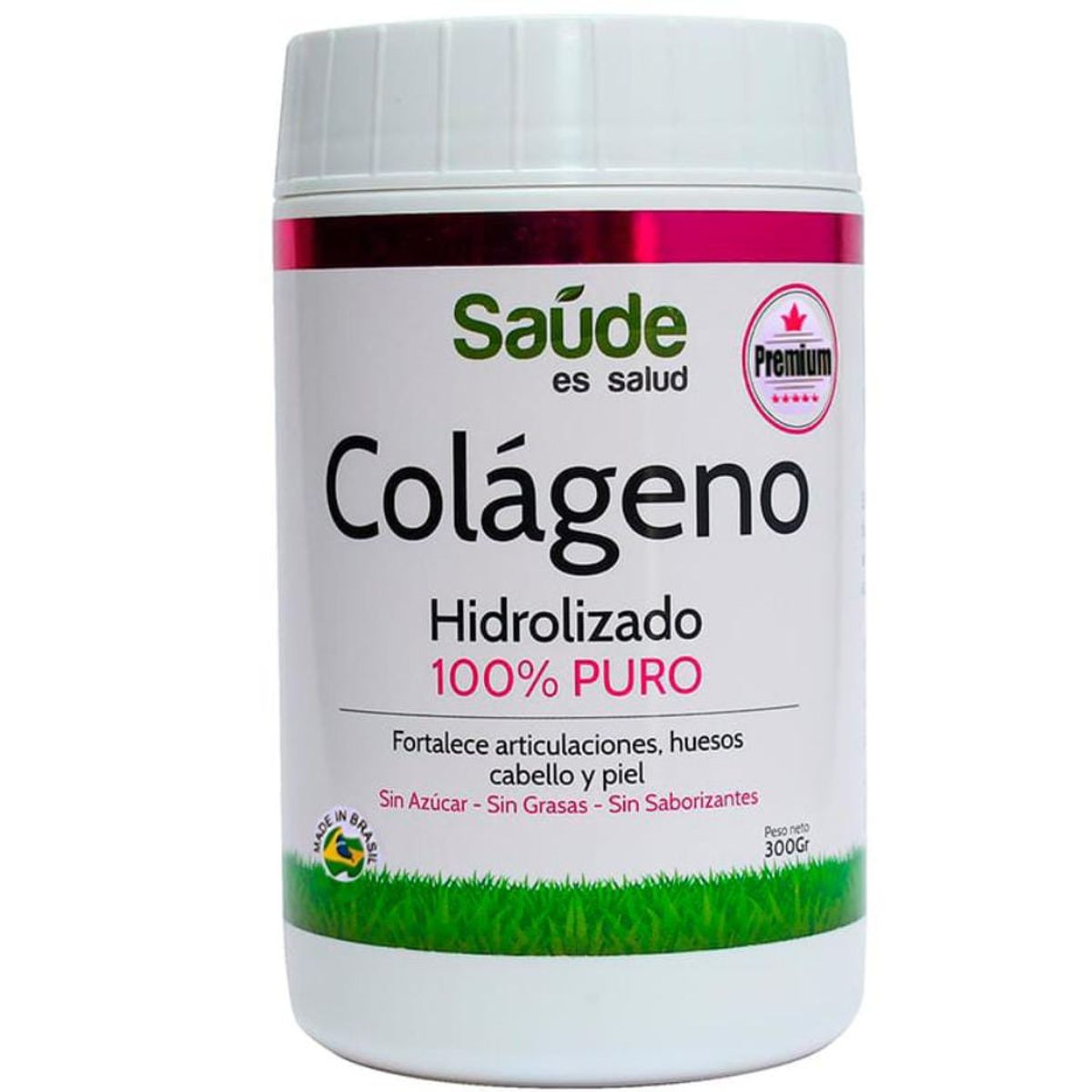 SAUDE - Colágeno Hidrolizado Saúde 100% Puro Articulaciones Piel Anti Edad Cabello Sin Azúcar 300gr