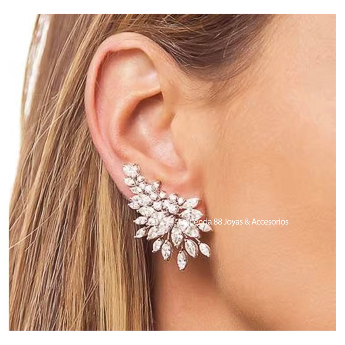 LA TIENDA 88 JOYAS Y ACCESORIOS - La Tienda 88 - Aretes Pendientes De Fiesta Mujer Gota de Cristal - Blanco