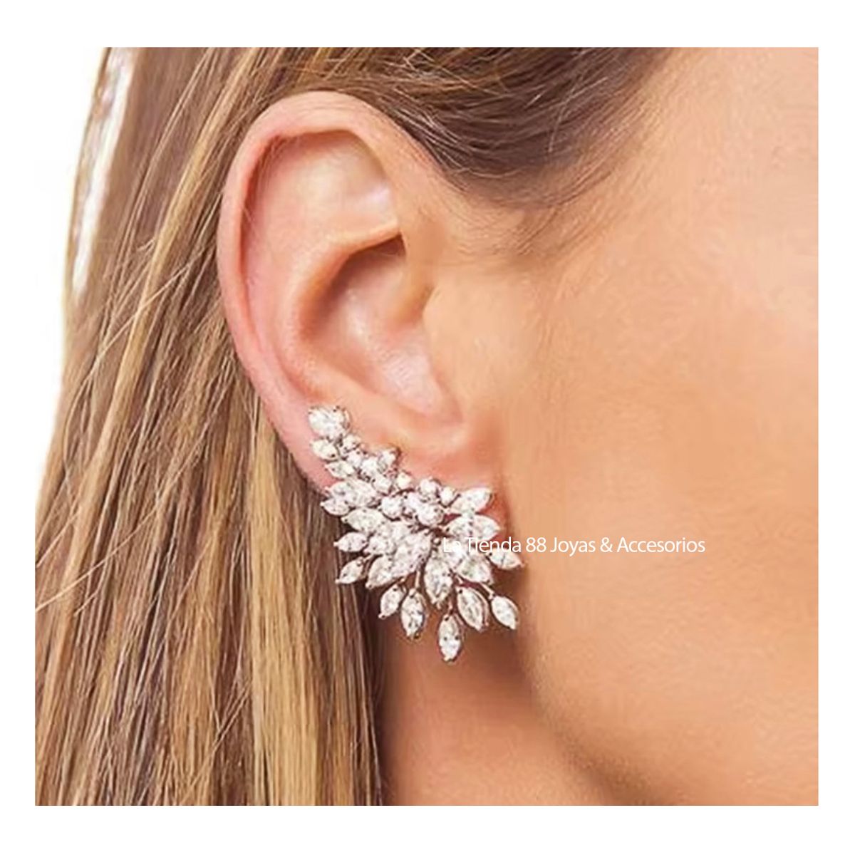 LA TIENDA 88 JOYAS Y ACCESORIOS - La Tienda 88 - Aretes Pendientes De Fiesta Mujer Gota de Cristal - Blanco