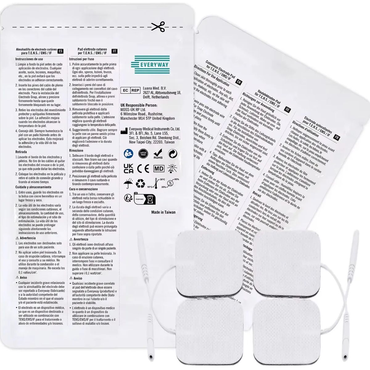 GENERICO - Electrodos Para Tens 7000 5 X 5 Cm X 4 Unidades Everyway