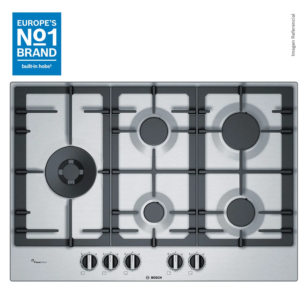 BOSCH - Encimera a Gas 75cm inox Serie 6  PCS7A5B90