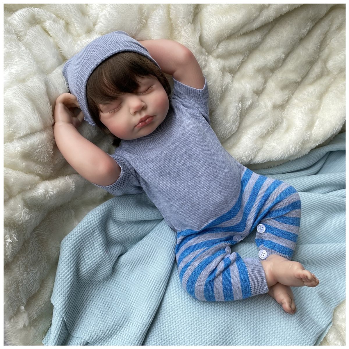 PEQUEÑAS TRAVESURAS - Muñeca Reborn Recién Nacido Lalo Vinilo Siliconado 45 cm