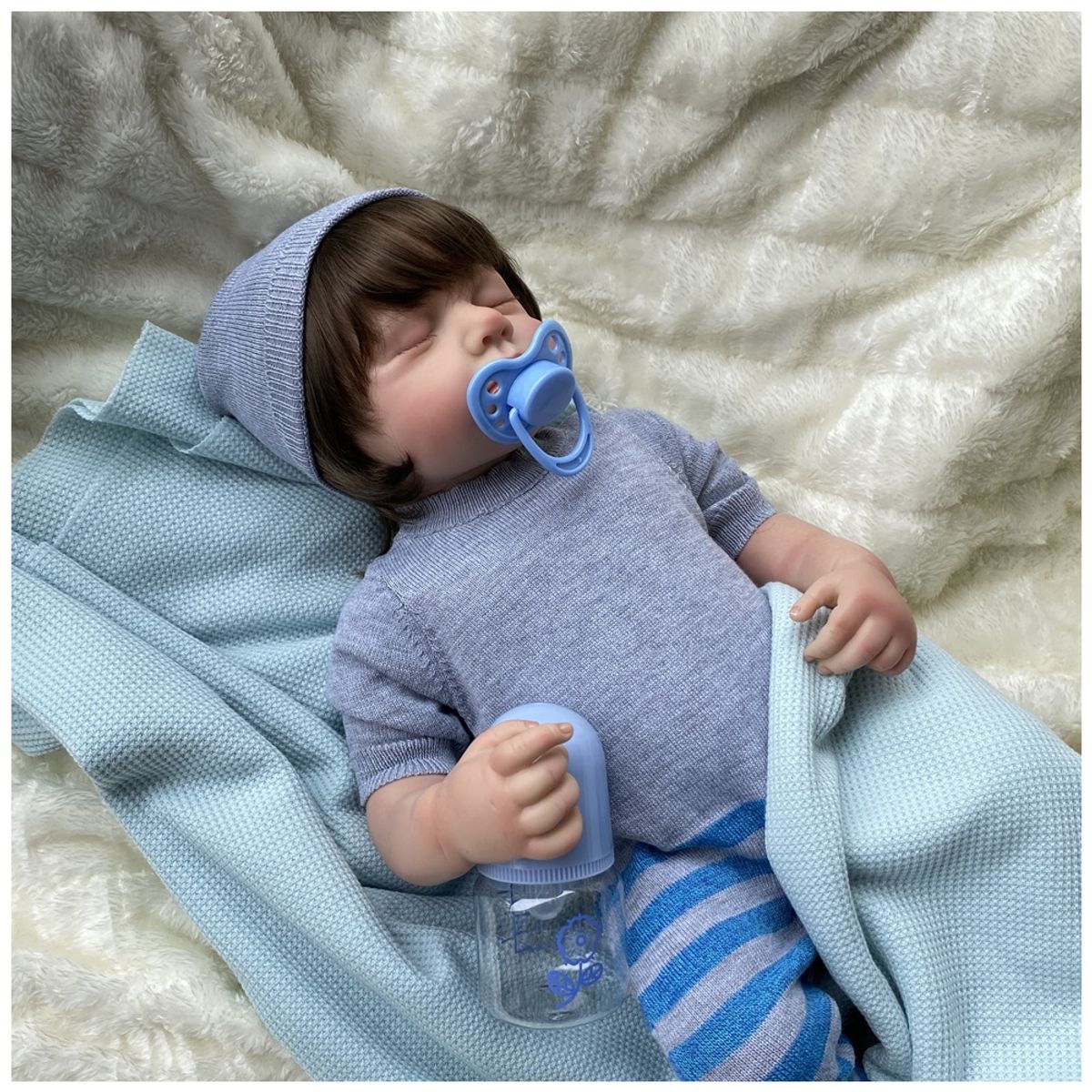 PEQUEÑAS TRAVESURAS - Muñeca Reborn Recién Nacido Lalo Vinilo Siliconado 45 cm