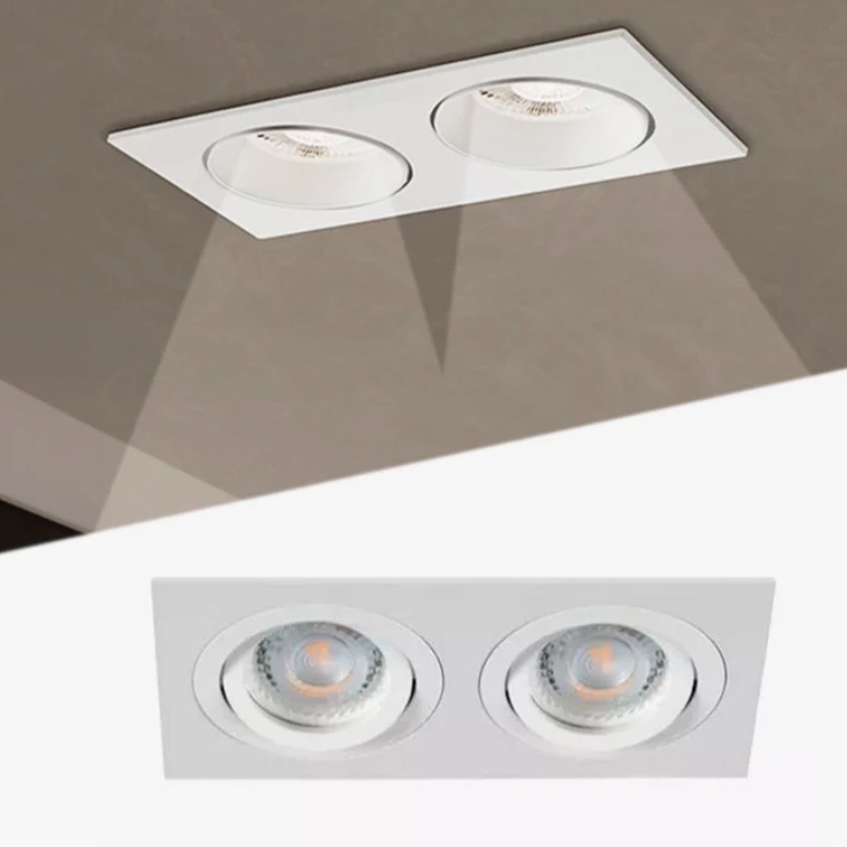 GENERICO - Spot Led Empotrable Cardanica Orientable + 2 Dicroicos Led Luz Cálida 6W
