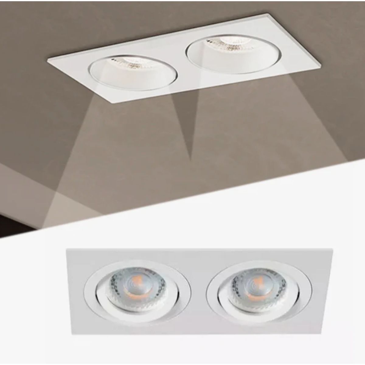 GENERICO - Spot Led Empotrable Cardanica Orientable + 2 Dicroicos Led Luz Cálida 6W