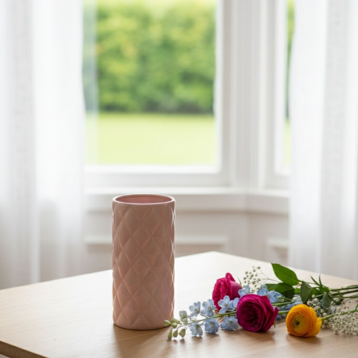 NACIONAL - Florero de Cerámica Colección Acolheda Rosado - Diseño Atemporal