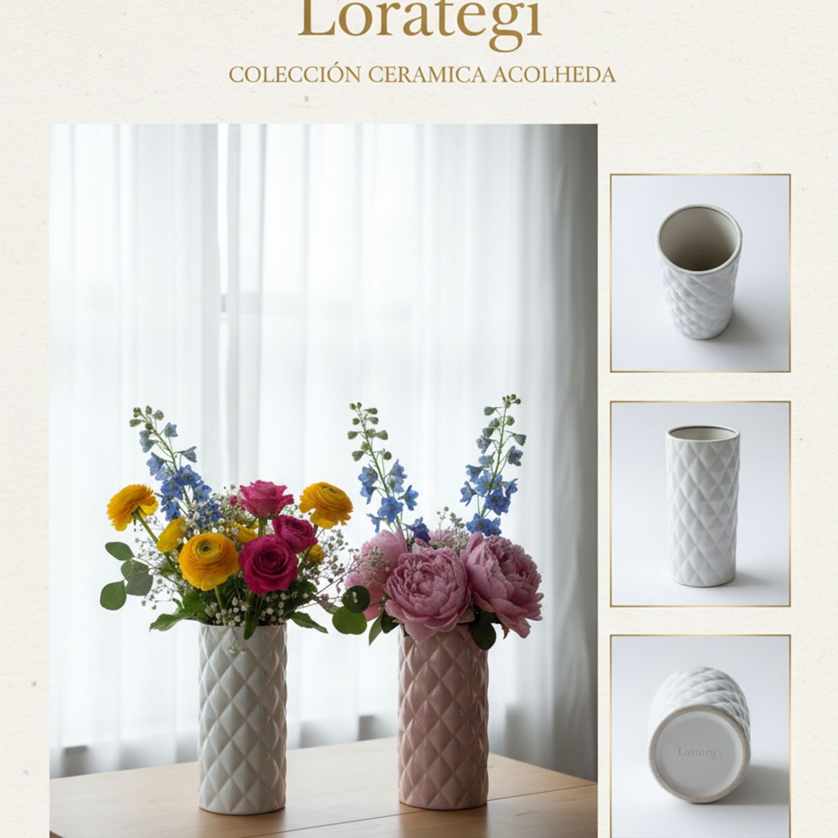 NACIONAL - Florero de Cerámica Colección Acolheda Rosado - Diseño Atemporal