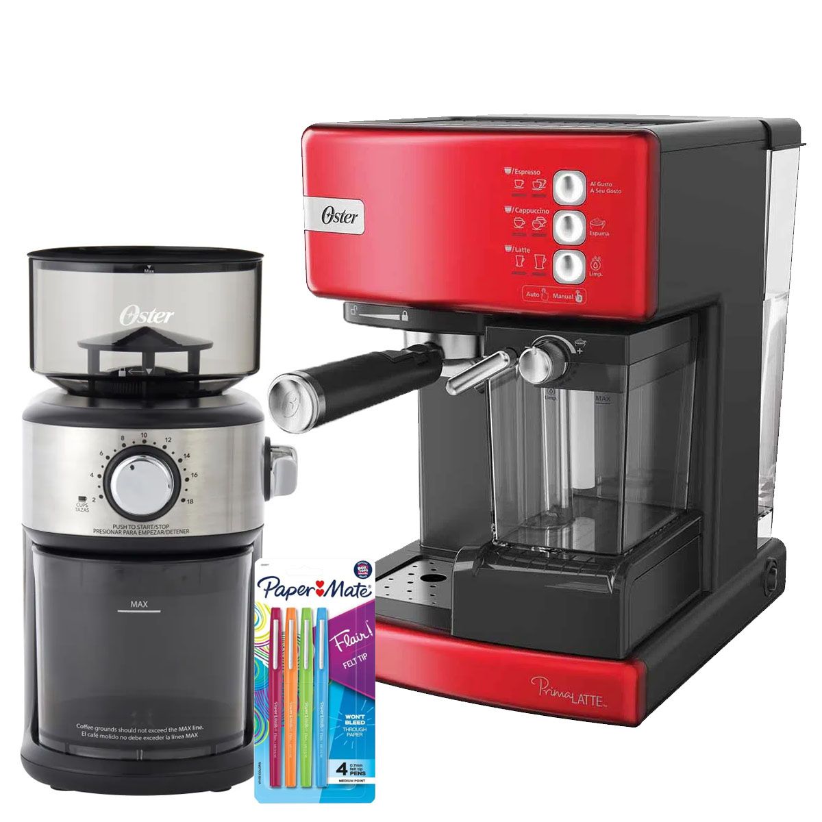 OSTER - Combo Cafetera Automática Oster BVSTEM6603R + Molinillo BVSTBMH24