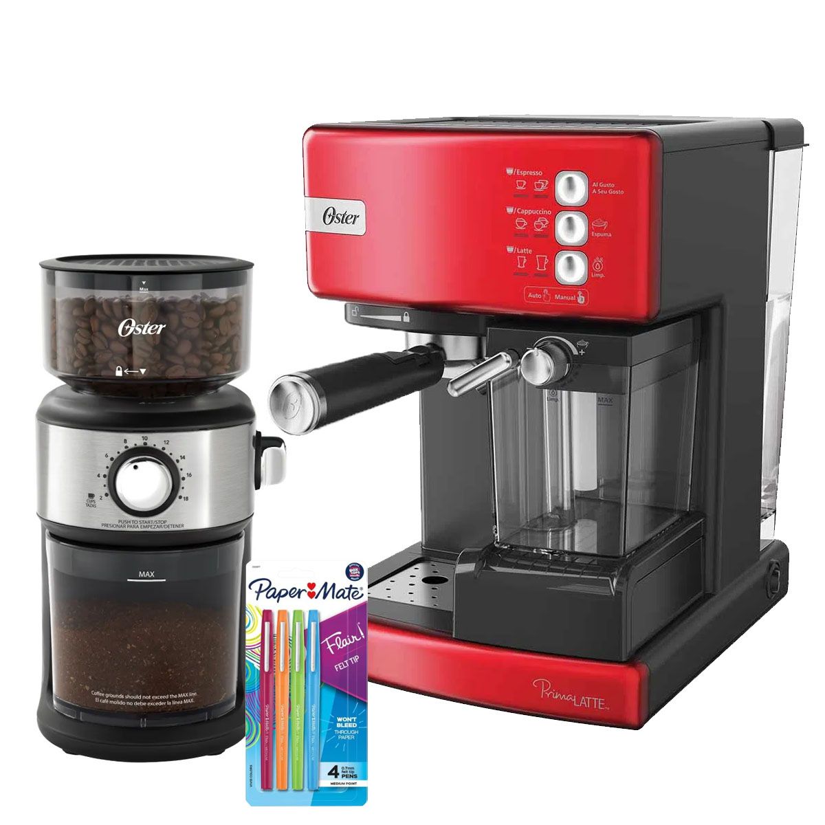 OSTER - Combo Cafetera Automática Oster BVSTEM6603R + Molinillo BVSTBMH24