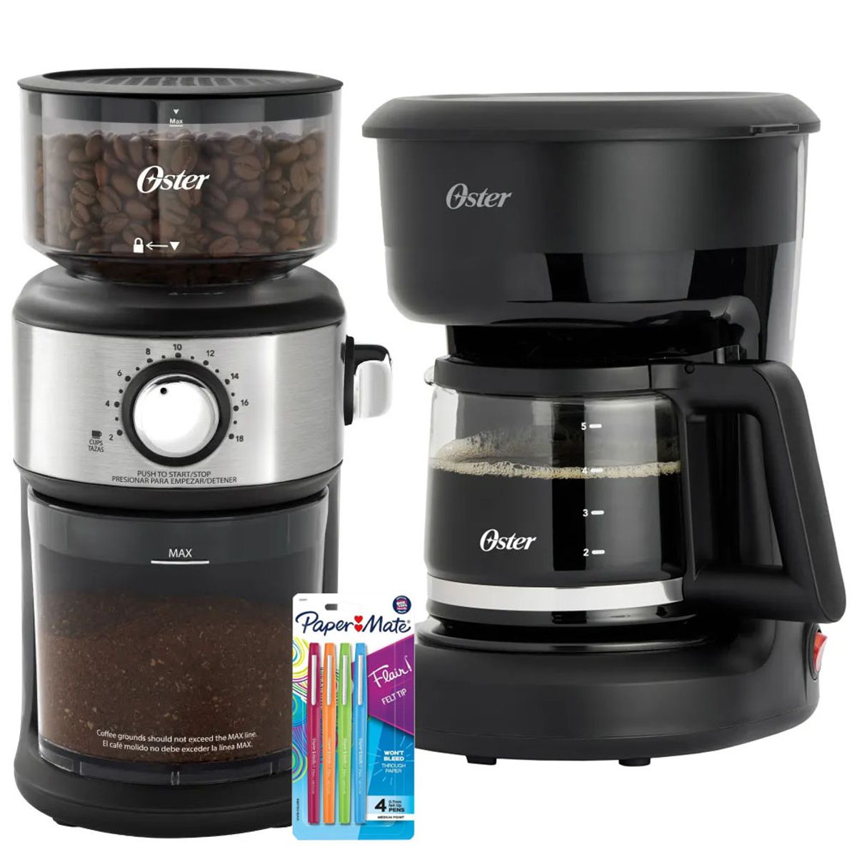 OSTER - Cafetera Oster 4 Tazas Negro BVSTDCDR5B + Molinillo de Cafe BVSTBMH24