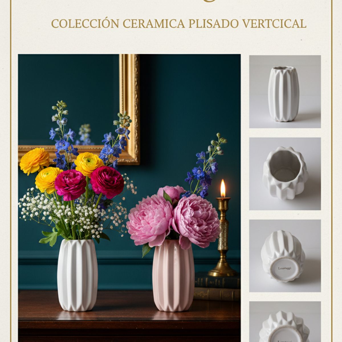 NACIONAL - Florero Líneas Nórdico - Artesanía Peruana de Cerámica