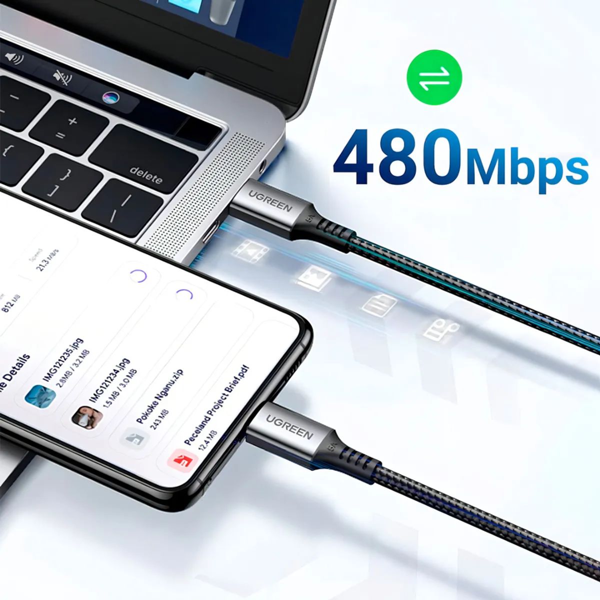 UGREEN - Ugreen 100w Cable Usb C A Usb C 2 Metros Pd Carga Rapida 20v/5a Cargador Usb Tipo C