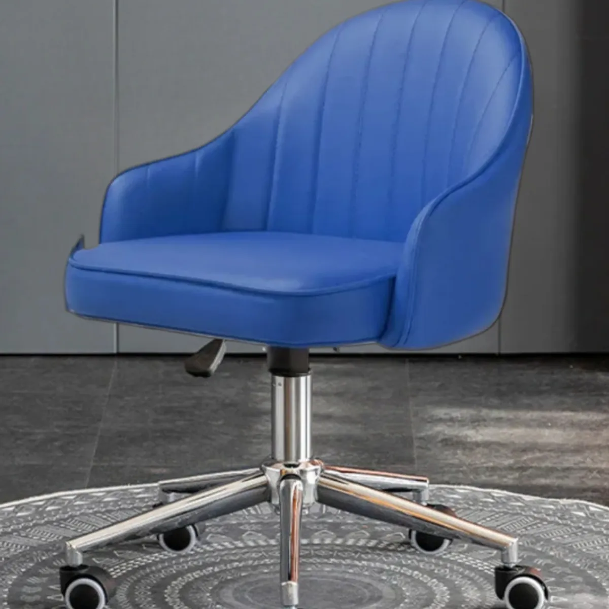 GENERICO - SILLA DE OFICINA ESCRITORIO GIRATORIO ERGONÓMICA TOCADOR AJUSTABLE CUERO PU AZULINO