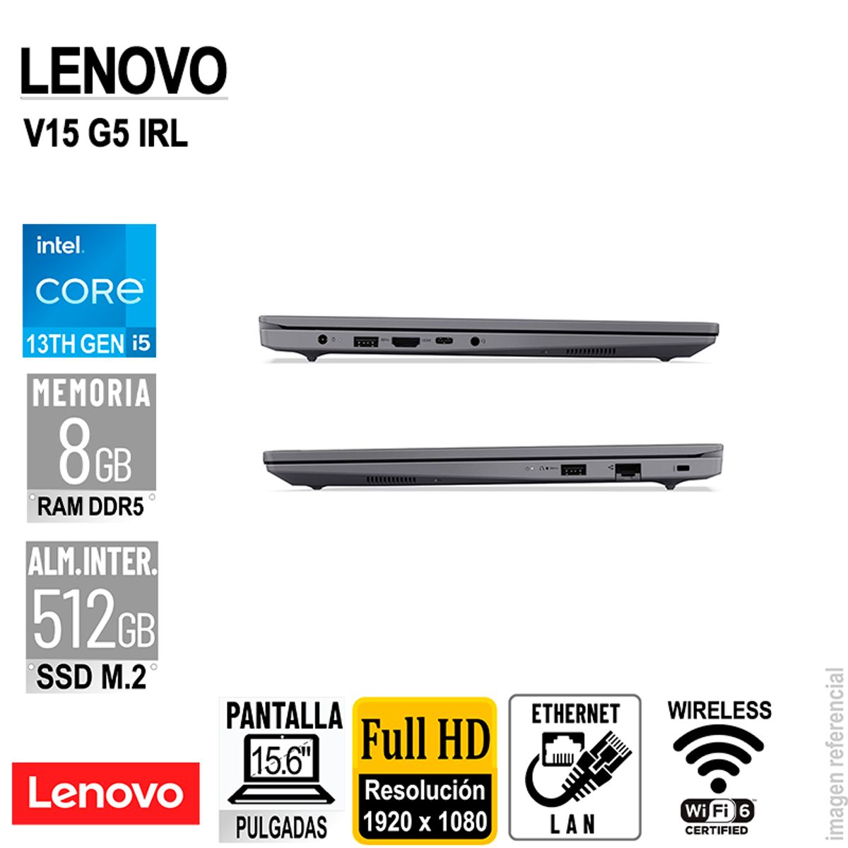 LENOVO - LAPTOP LENOVO V15 G5 IRL 156 FHD TN CORE I5-13420H 2146GHZ 8GB DDR5 SIN SISTEMA OPERATIVO