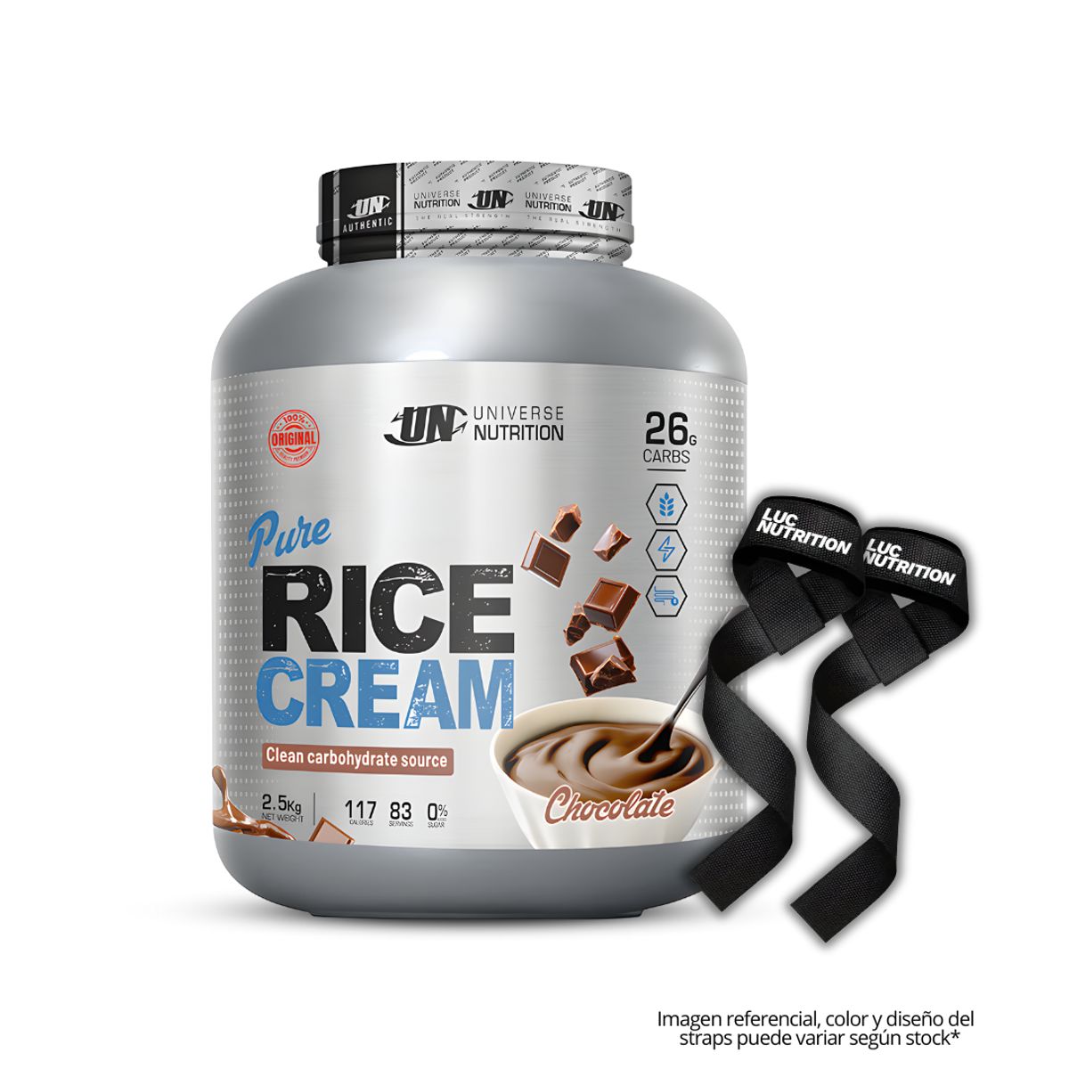UNIVERSE NUTRITION - Pure Rice Cream 2.5 kg - Crema de arroz Universe Nutrition - Chocolate + straps