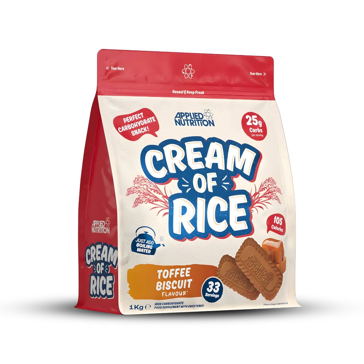 APPLIED NUTRITION - Crema de Arroz Applied Nutrition 1 Kg Cream of rice - Toffee Biscuit