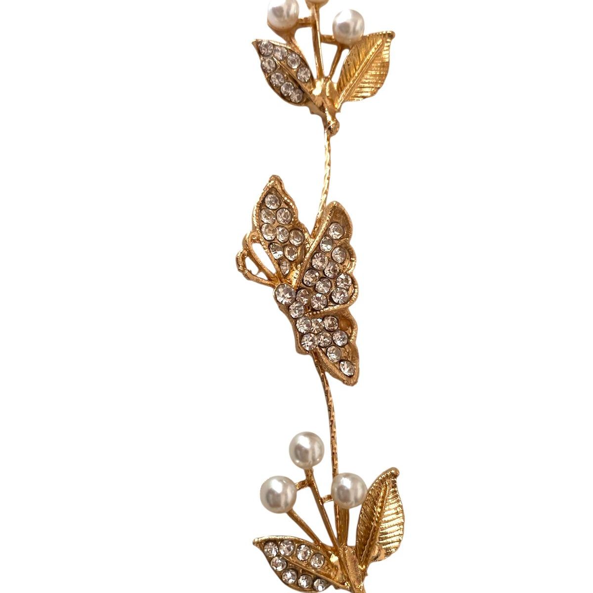 GENERICO - Tiara dorada mariposa con perlas