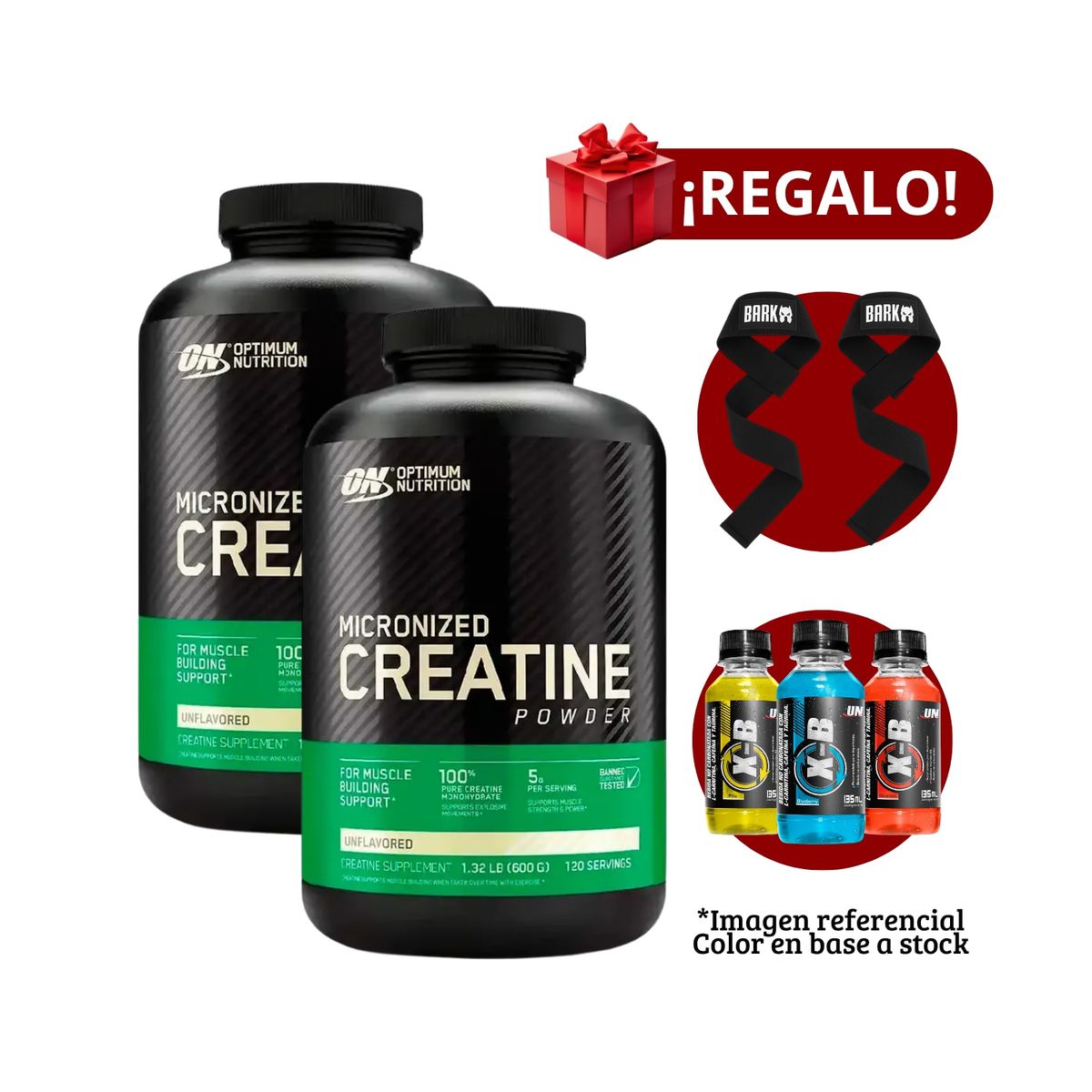 OPTIMUN NUTRITION - 2 Creatinas Optimum Nutrition 600g+Straps + XB