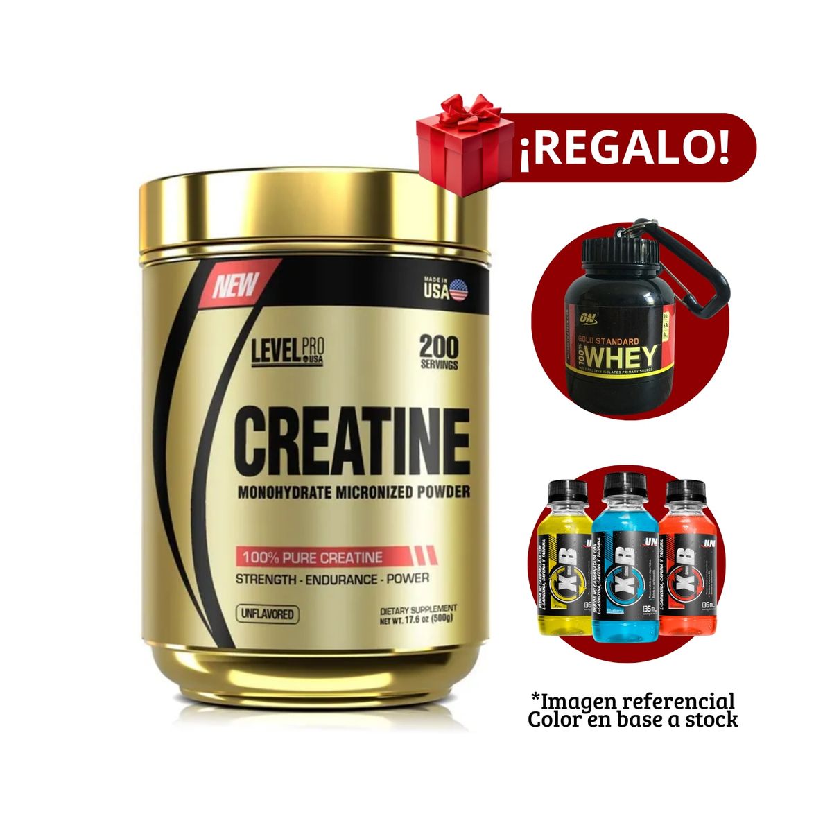 LEVEL PRO - Creatina Level Pro 500g+Portaproteína+XB