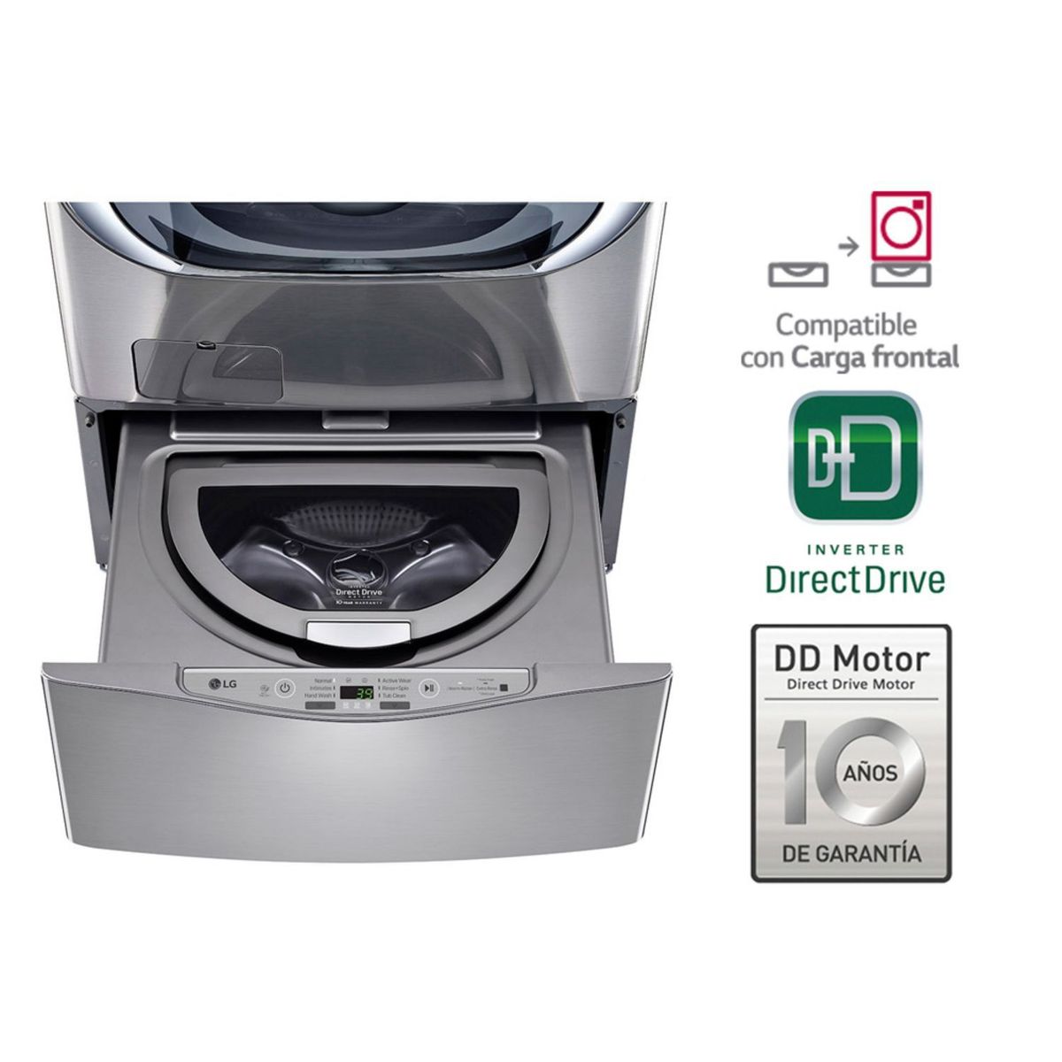 LG - Lavadora 3.5 Kg LG MiniWash con motor Direct Drive WD100CV Plata inoxidable