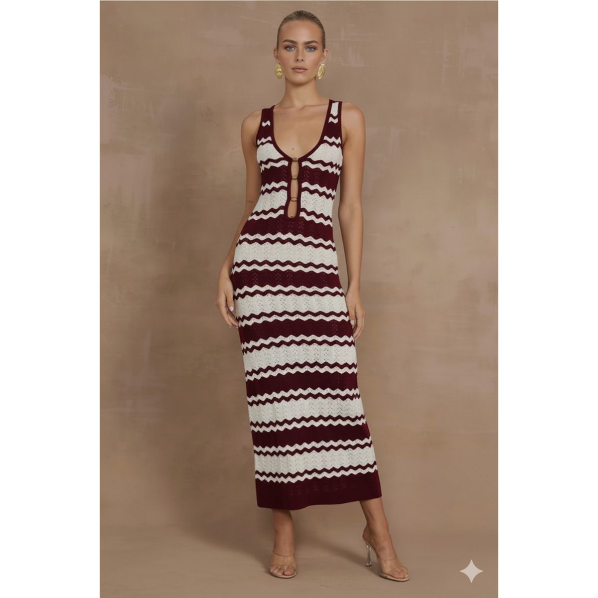 GENERICO - Vestido Largo Tejido Mar de Luna con Botones