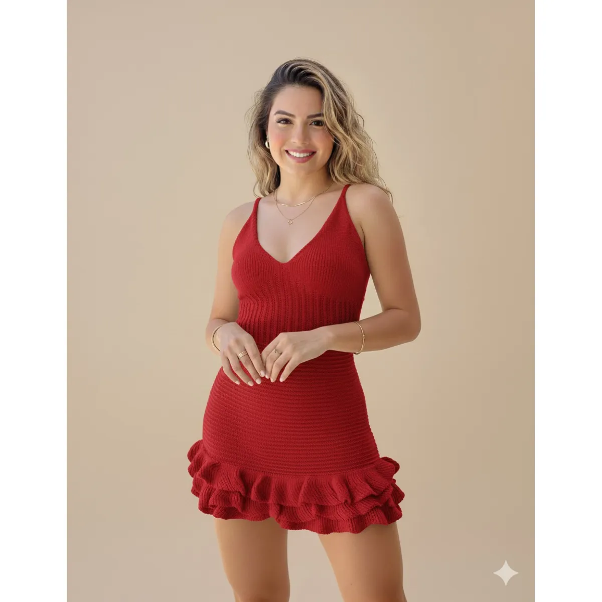 GENERICO - Mini Vestido de Hilo Tacto Volantes Bohemia