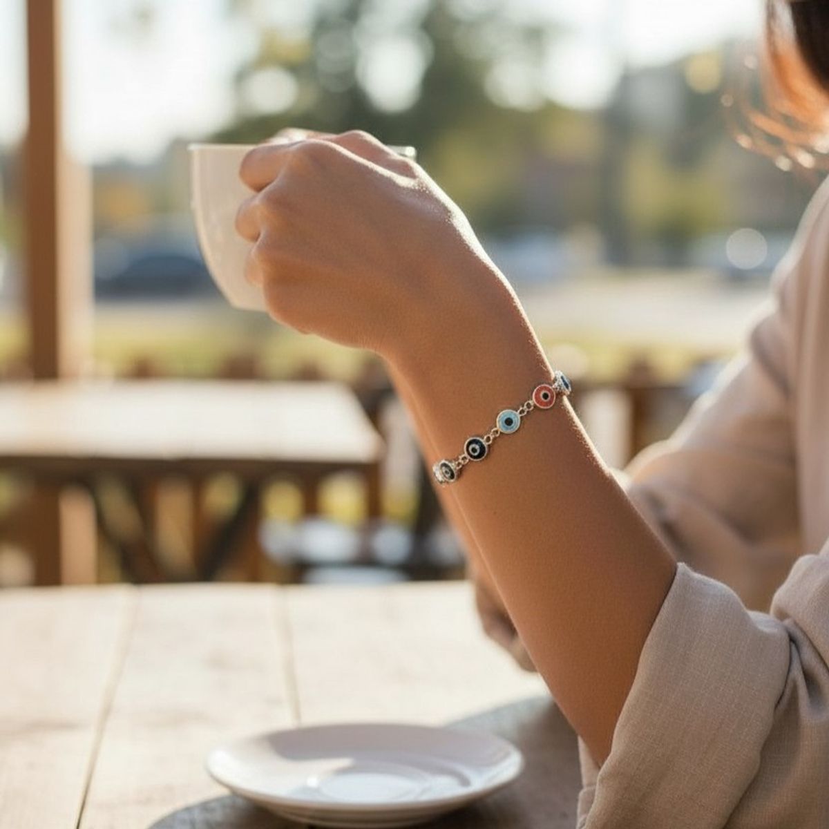 VANDRALA - PULSERA DE PLATA OJO TURCO COLORES VARIOS