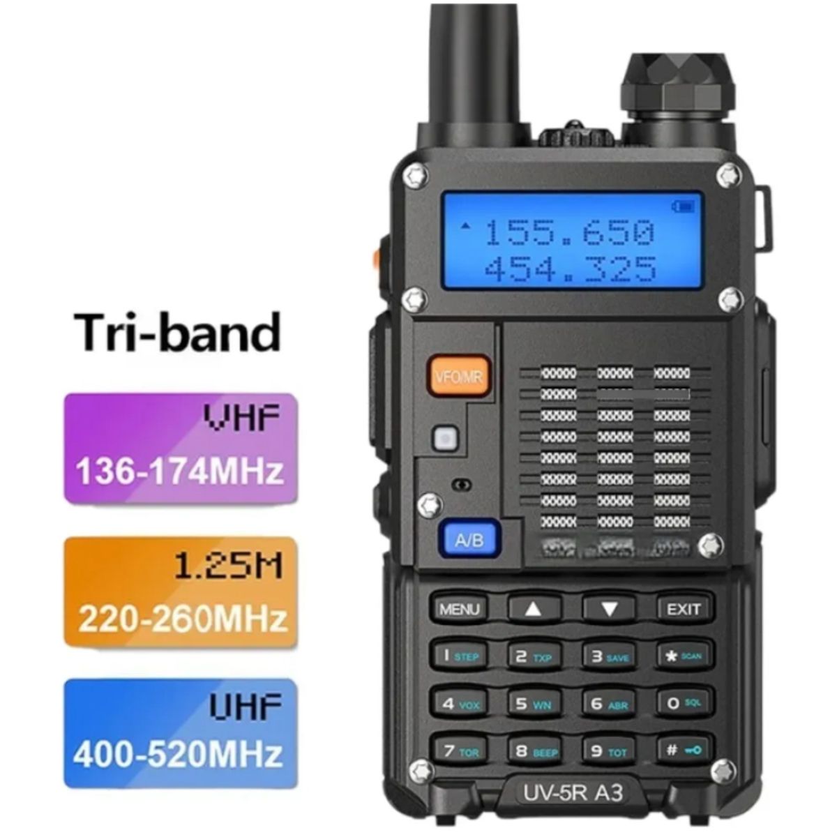 SEISA - Walkie Talkie con Pantalla Radio FM 2 VIAS ST-UV5R 128 Canales alcance 1-7 KM