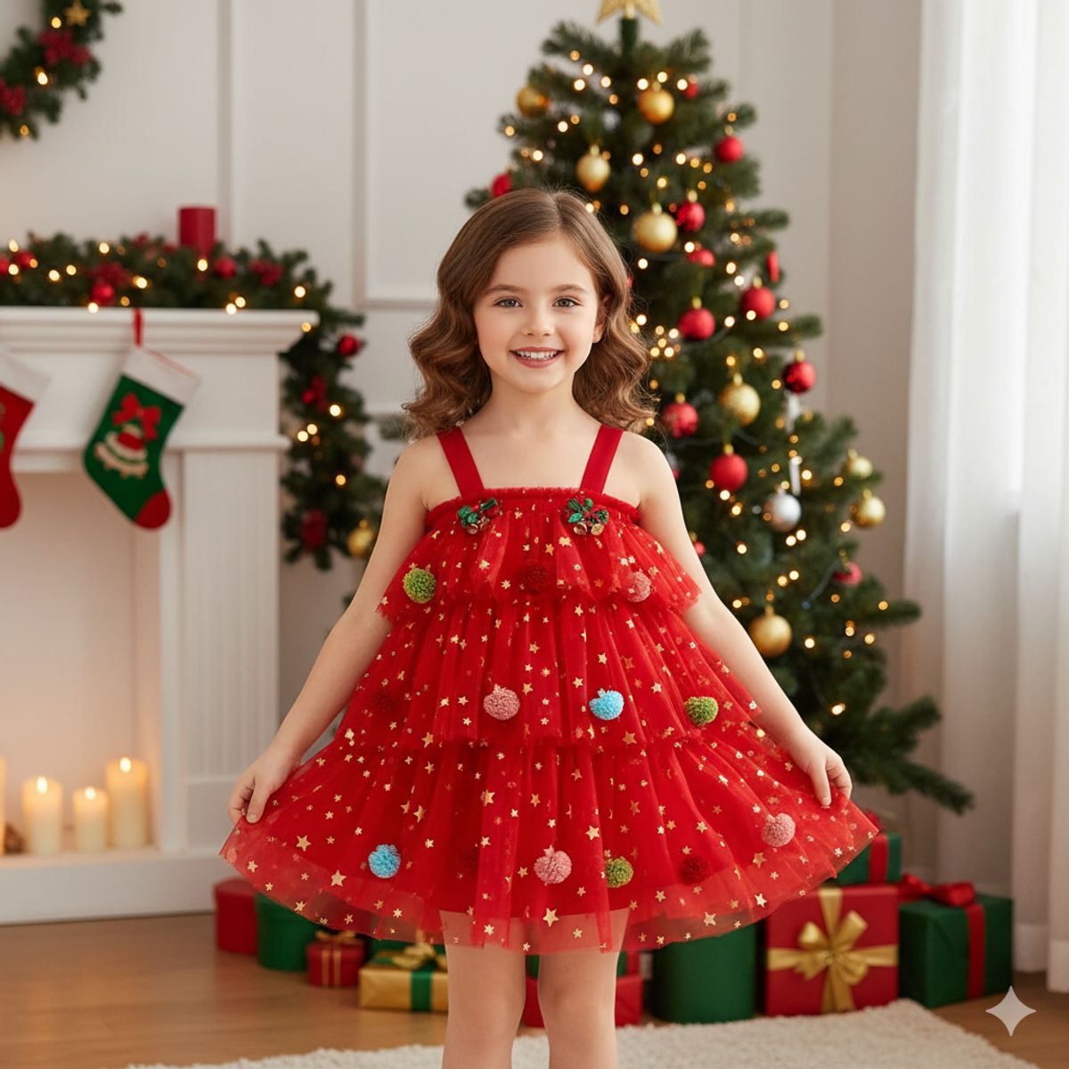 GENERICO - VESTIDO NAVIDAD PARA NIÑA - FIESTA NAVIDEÑA