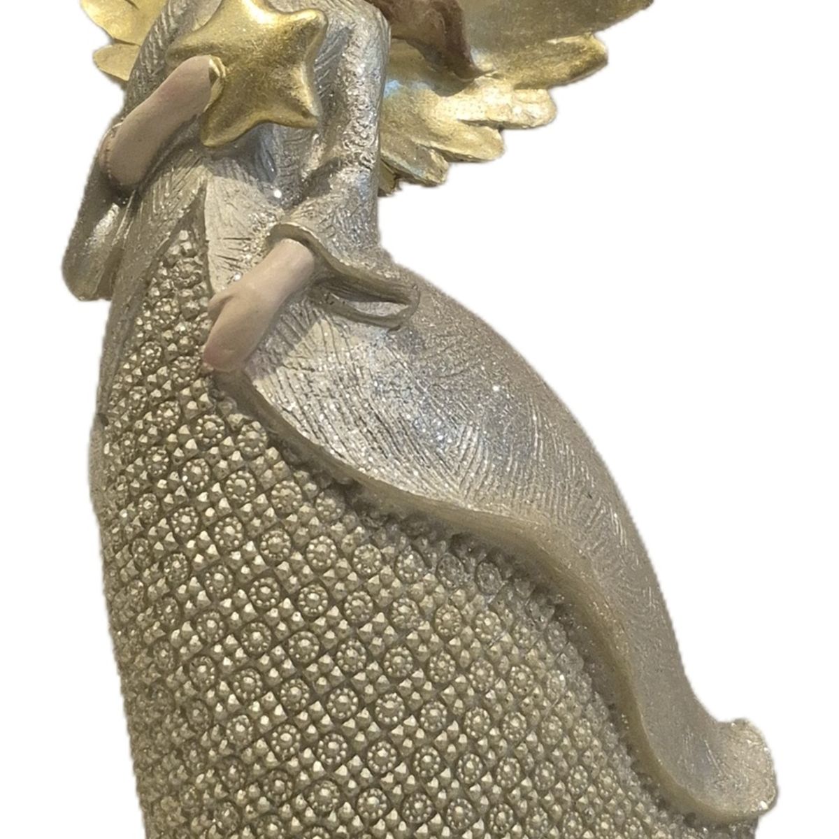 GENERICO - Adorno Decorativo Ángel con Estrella Tonos Beige y Dorado  - Adorno Elegante para Sala Regalo Ideal