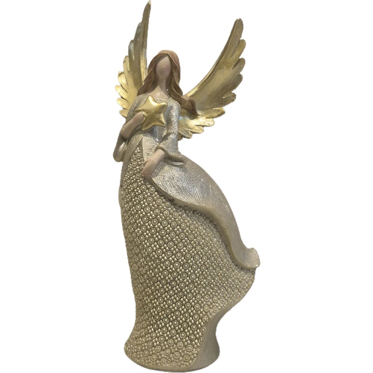 GENERICO - Adorno Decorativo Ángel con Estrella Tonos Beige y Dorado  - Adorno Elegante para Sala Regalo Ideal