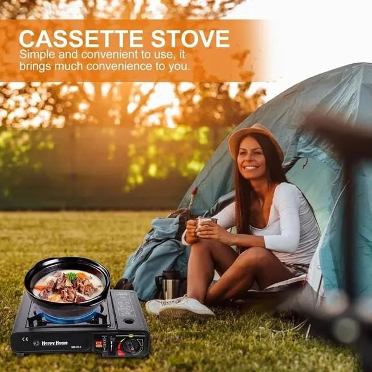 GENERICO - HORNILLA DE COCINA PORTATIL CAMPING A GAS - COLOR BLANCO