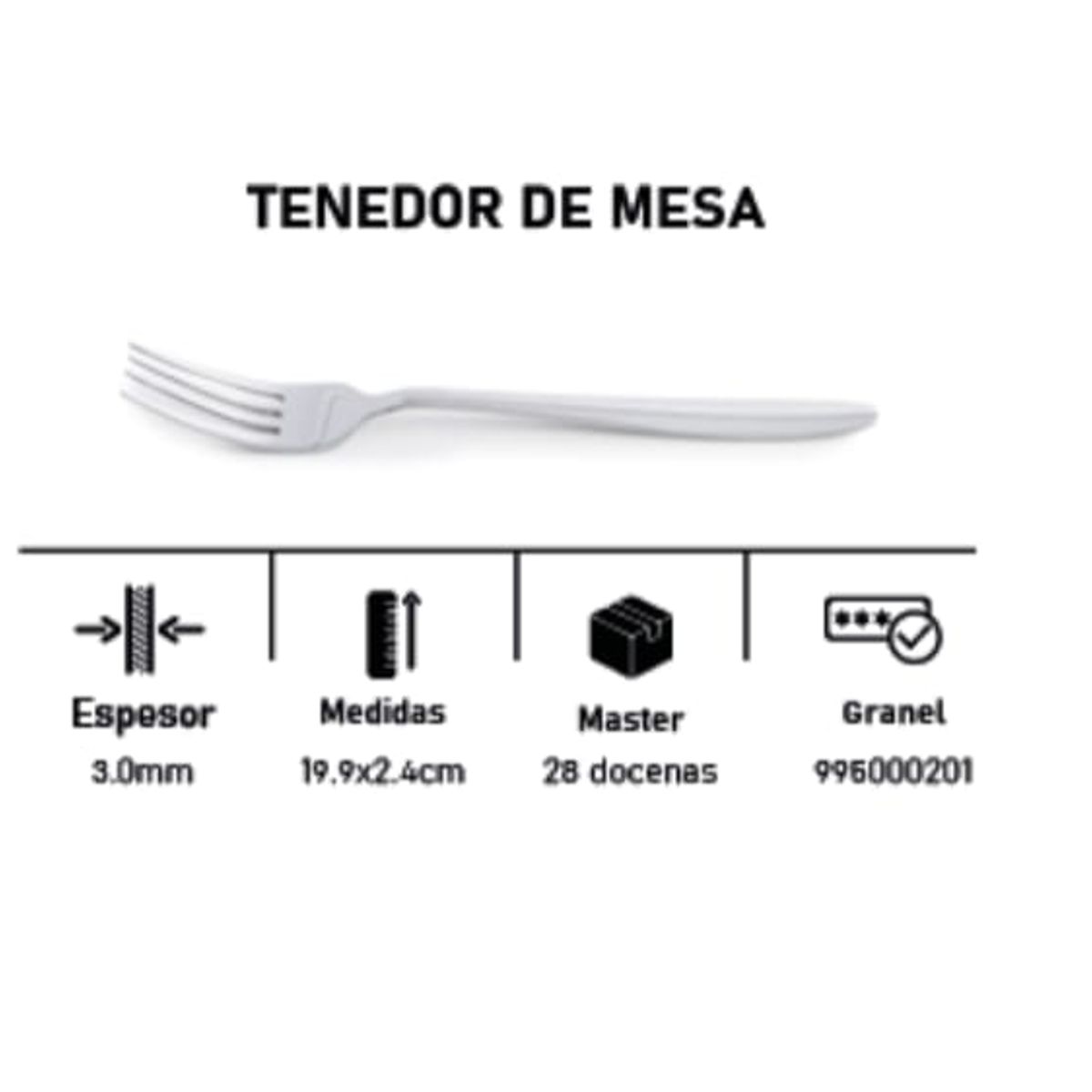 FACUSA - TENEDOR FACUSA SET 12 PIEZAS MODELO 500 PESADO ACERO INOXIDABLE