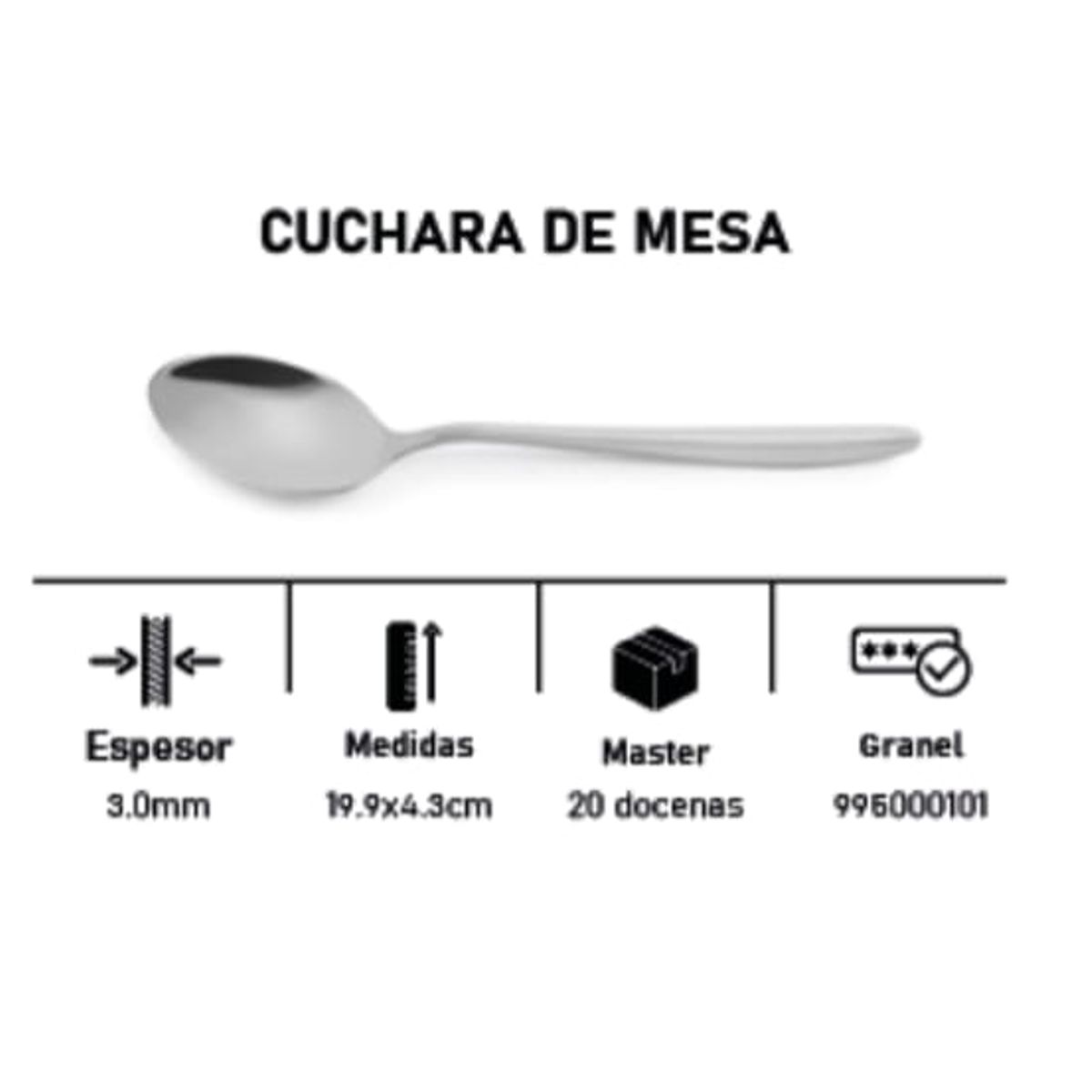 FACUSA - CUCHARA FACUSA SET 12 PIEZAS MODELO 500 PESADO ACERO INOXIDABLE