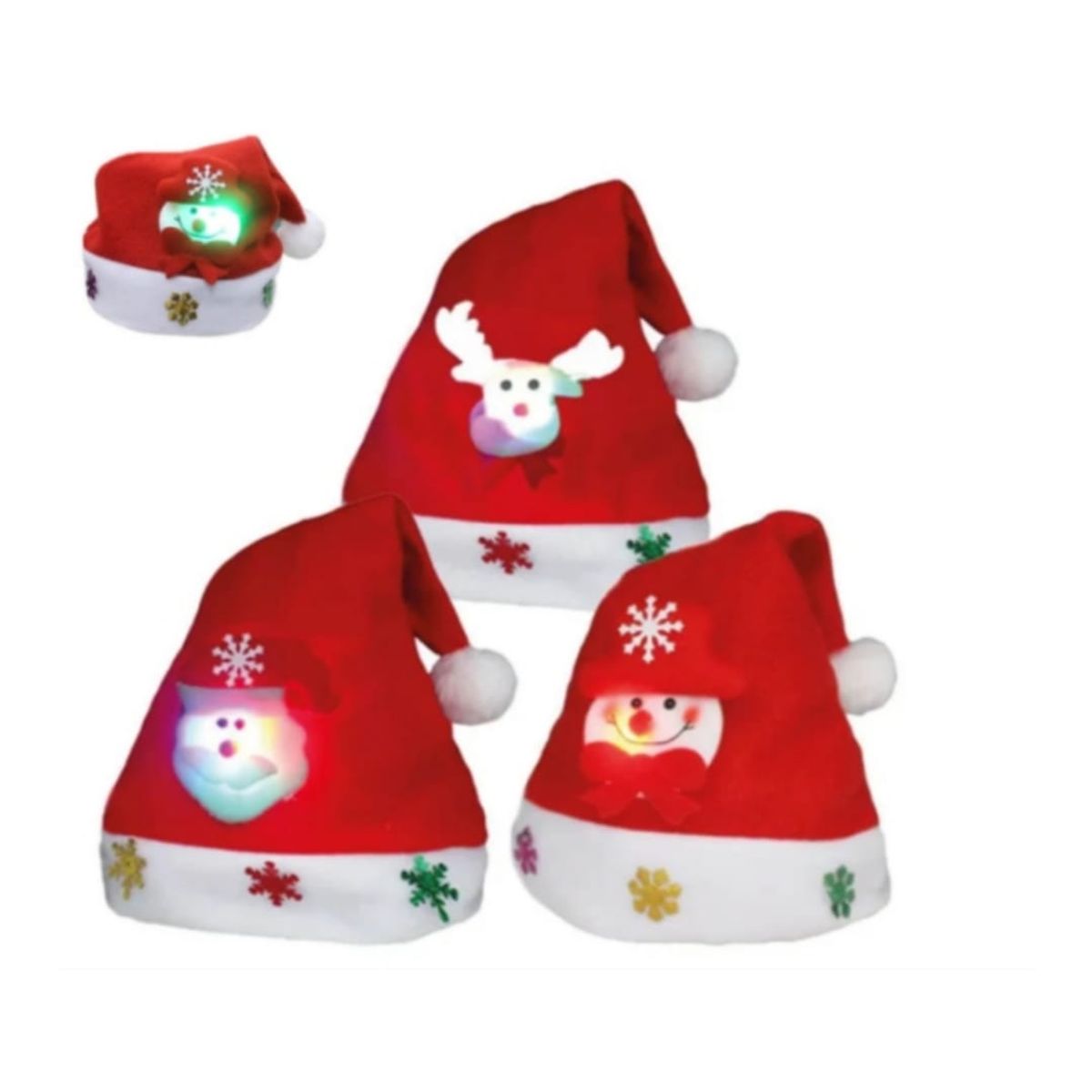 GENERICO - Pack 3 gorros luces navideños