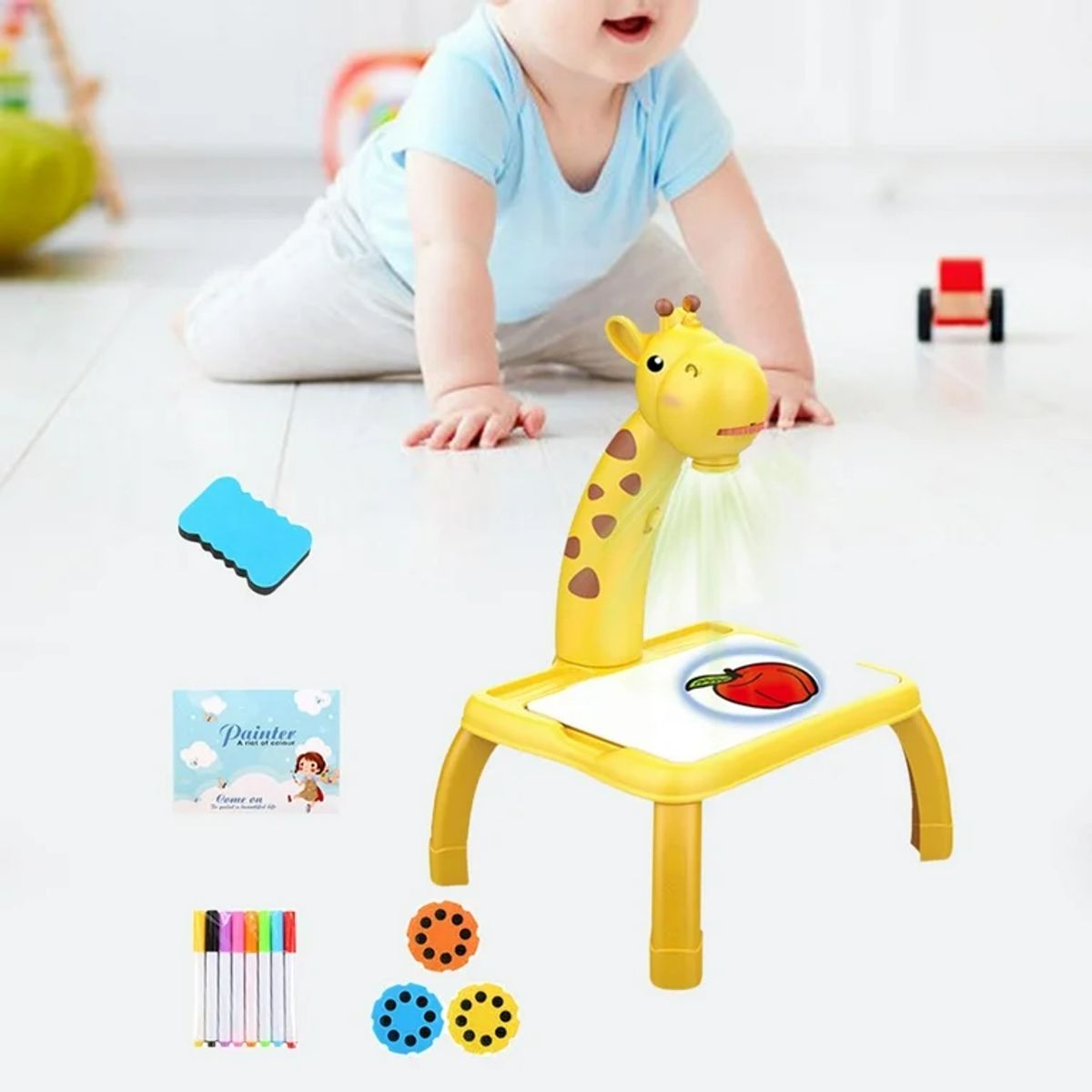 GENERICO - MESA PROYECTOR PIZARRA JIRAFA JUGUETE DIDACTICO ESTIMULACION TEMPRANA PARA NIÑOS