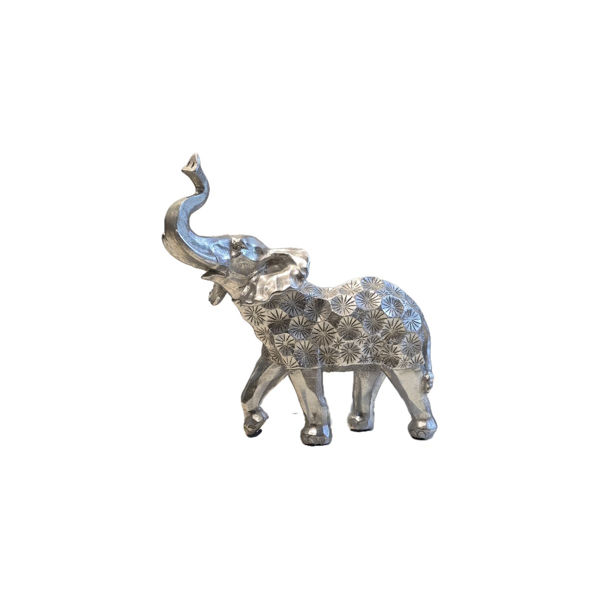 GENERICO - Figura Decorativa Elefante Plateado Texturizado - Adorno Elegante para Sala Regalo Ideal