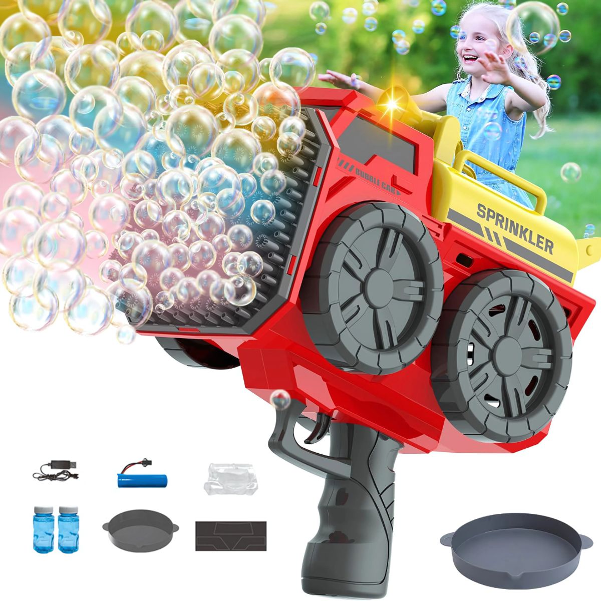 GENERICO - Pistola burbuja Sprinkler de 139 huecos - Rojo