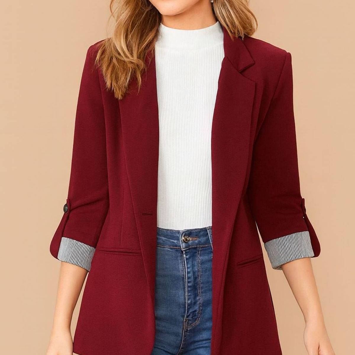 GENERICO - Blazer saco en guinda