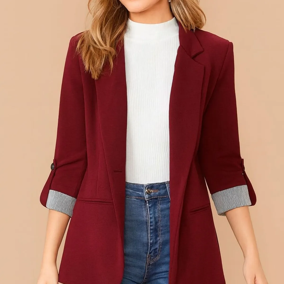 GENERICO - Blazer saco en guinda