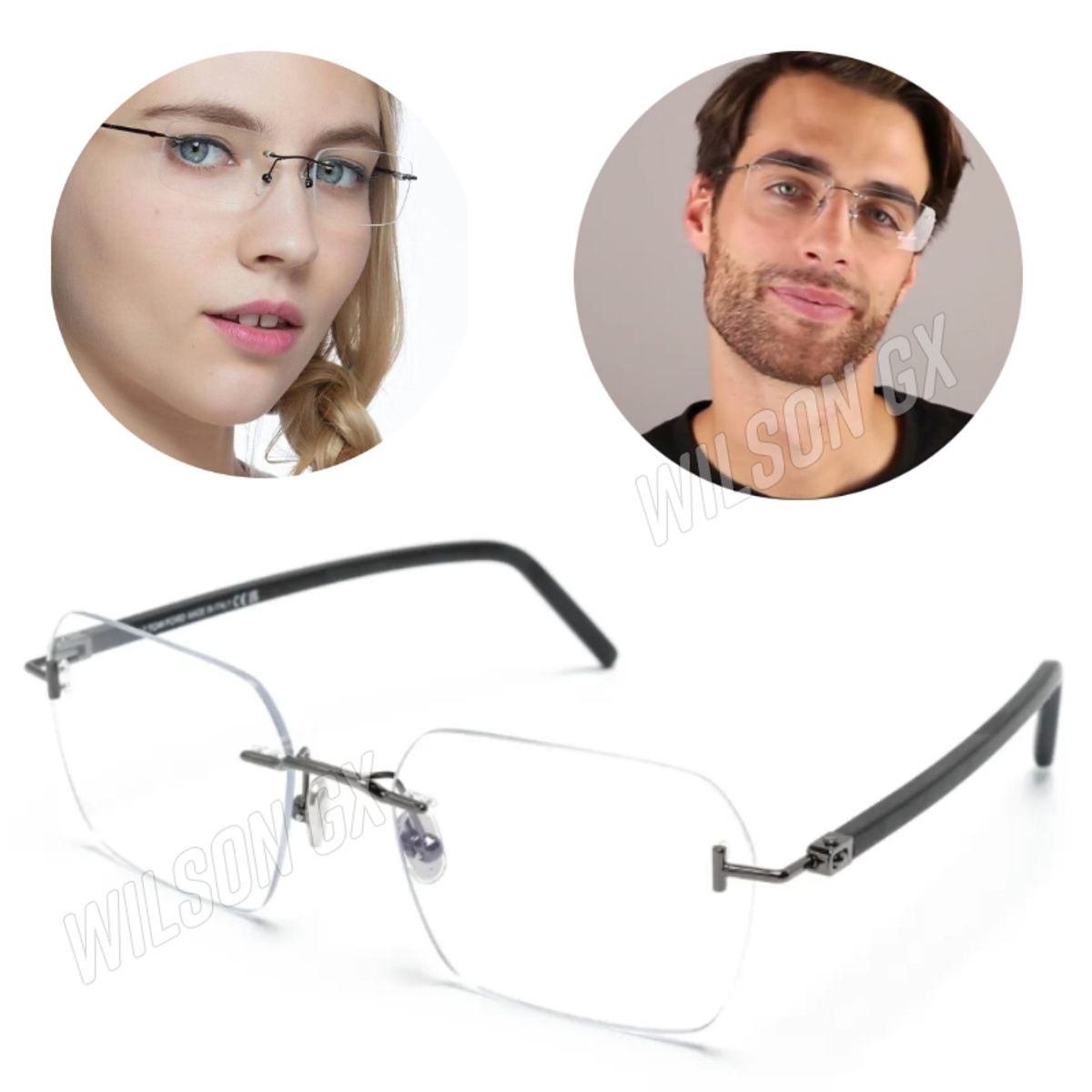 GENERICO - Lentes de Descanso Transparentes sin Borde Street Knitted Cuadrados