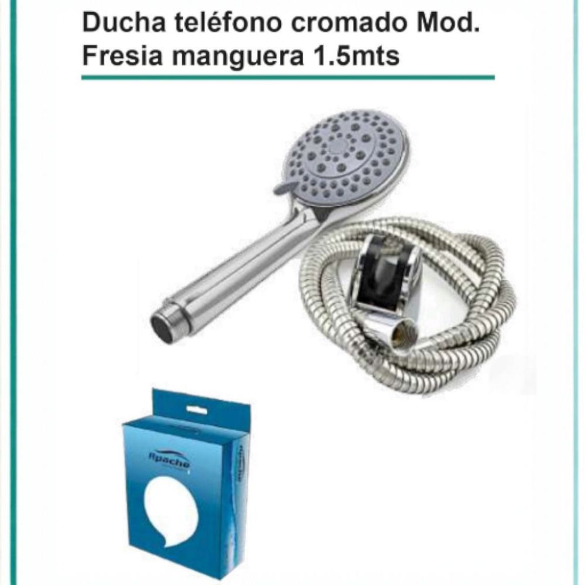Ducha de mano tipo Teléfono 5 Funciones Moderna de ABS cromado manguera acero 150cm, marca APACHE - Foto Principal