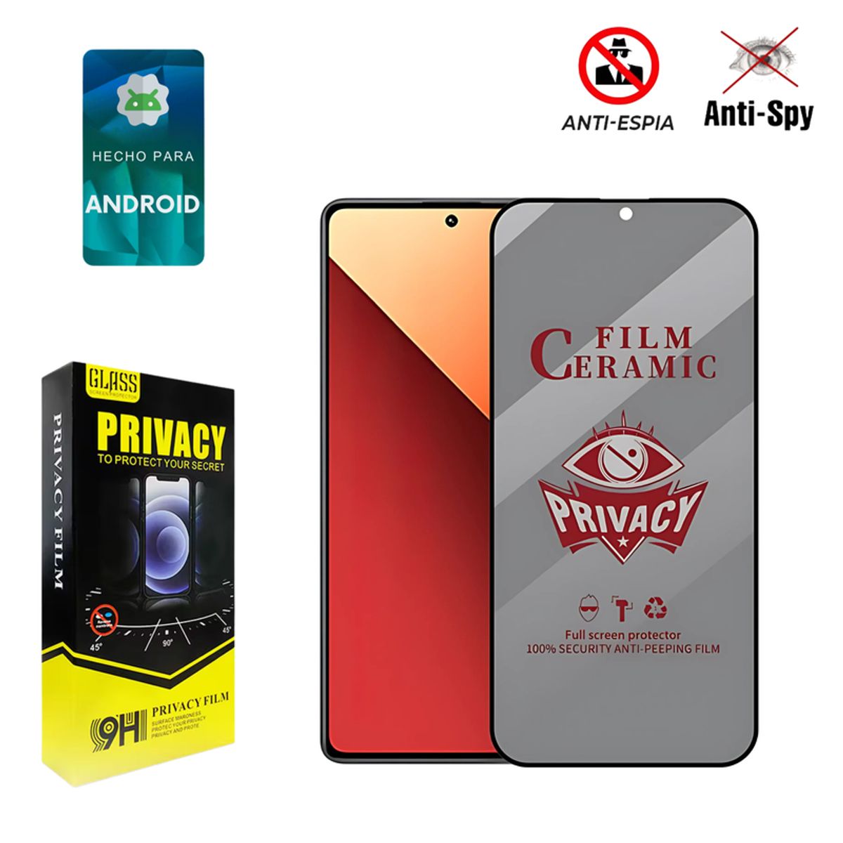 SHIELD - Mica Protector de Pantalla de Cerámica Antiespía para Motorola Moto G54