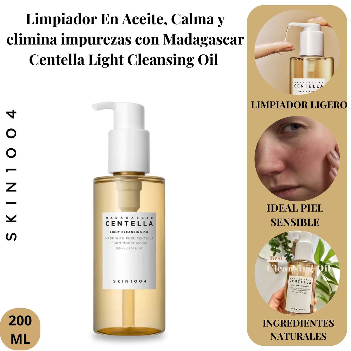 SKIN1004 - Aceite Limpieza Madagascar piel irritada y sensible Centella Light Cleansing Oil 200ml