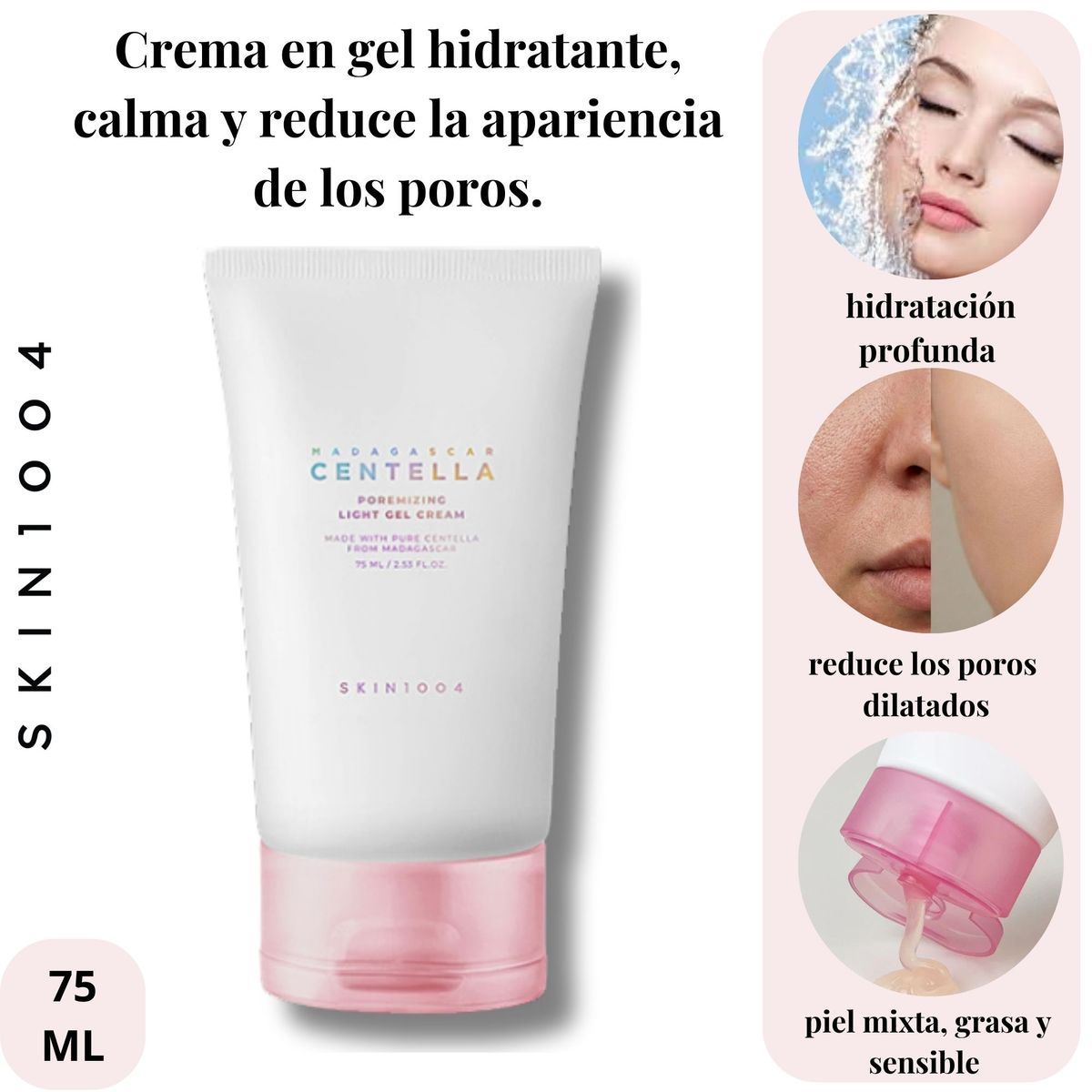 SKIN1004 - Crema Hidratante para Poros  abiertos  calma  y controla brillo Poremizing Ligth Gel Cream 75ml