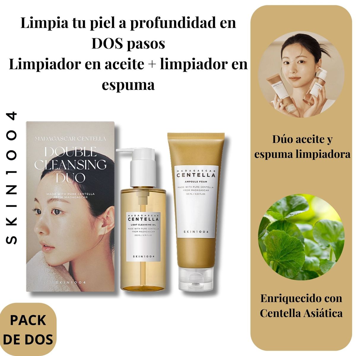 SKIN1004 - Doble Limpieza Facial piel irritada y sensible Madagascar Centella Double Cleansing Dúo